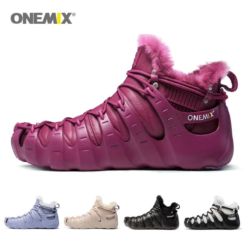 ONEMIX Brand Men Winter Snow Boots Waterproof Leather Sneakers  Man Anti Slip Shoes for Women Outdoor Trekking Shoe Warm Keeping