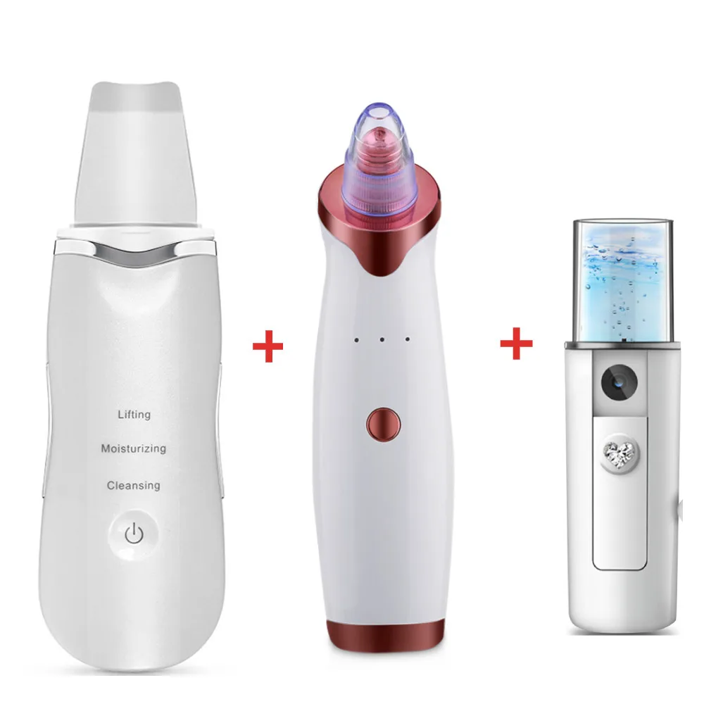 

3PCS Tools Blackhead Remover Ultrasonicl Skin Scrubber Cleaner Blackhead Extractor Face Pore Vacuum Skin Tag Nose Acne Remover