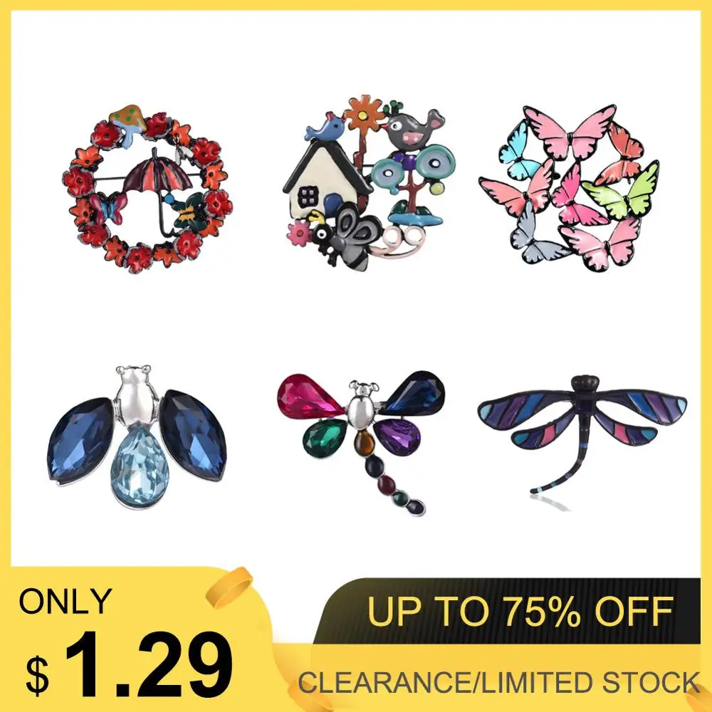 Модные броши в форме стрекозы с кристаллами Заколки для женщин забавная