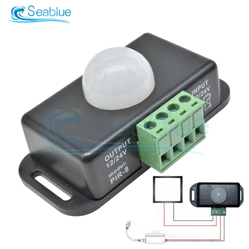 

DC 12V 24V 8A 120 Degrees Infrared PIR Motion Sensor Switch IR Infrared Body Motion Sensor Detector Switch Module For LED Light