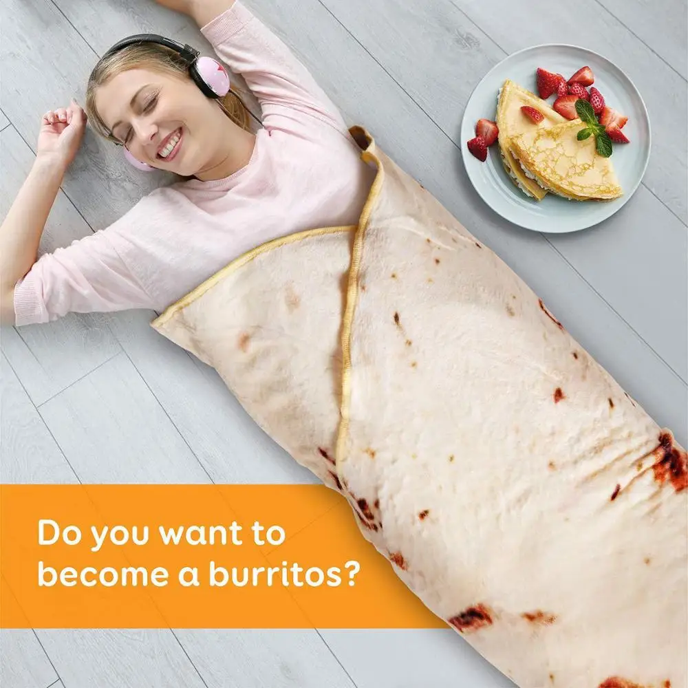 Фланелевое Одеяло для взрослых и детей мексиканское Burrito мягкое 3D одеяло с