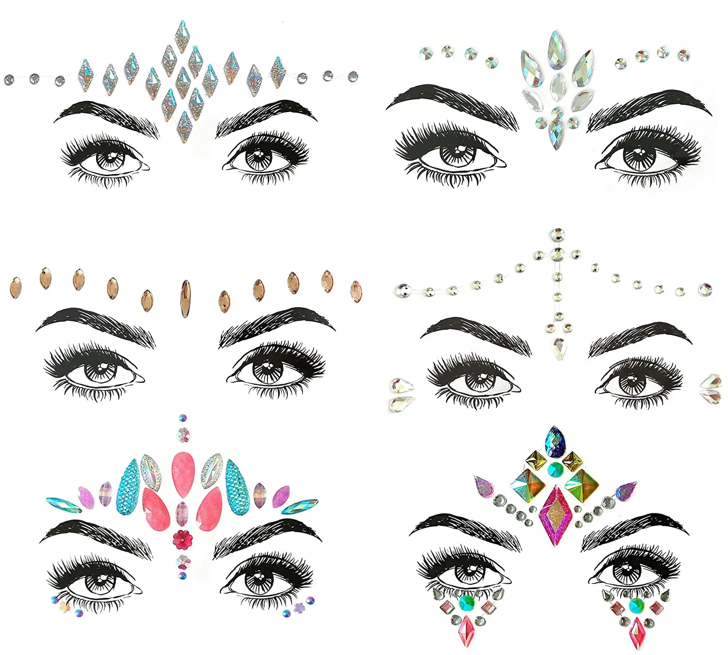 

Женские драгоценные камни с изображением лица русалки, временные тату-наклейки, прозрачные блестящие наклейки Стразы, праздничные украшения для лица