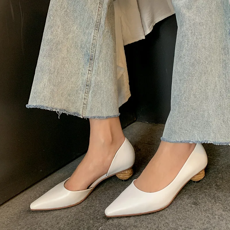 

ASUMER 2020 new arrival genuine leather shoes women pumps pointed toe spring summer single shoes unique party shoes woman