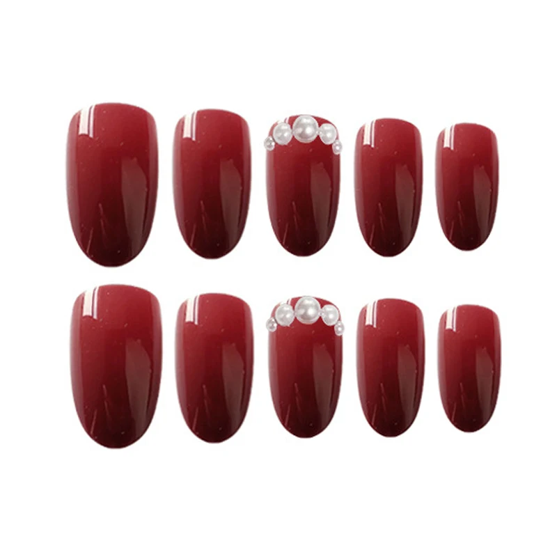 24 шт. блестящие накладные ногти с красными бриллиантами | Красота и здоровье