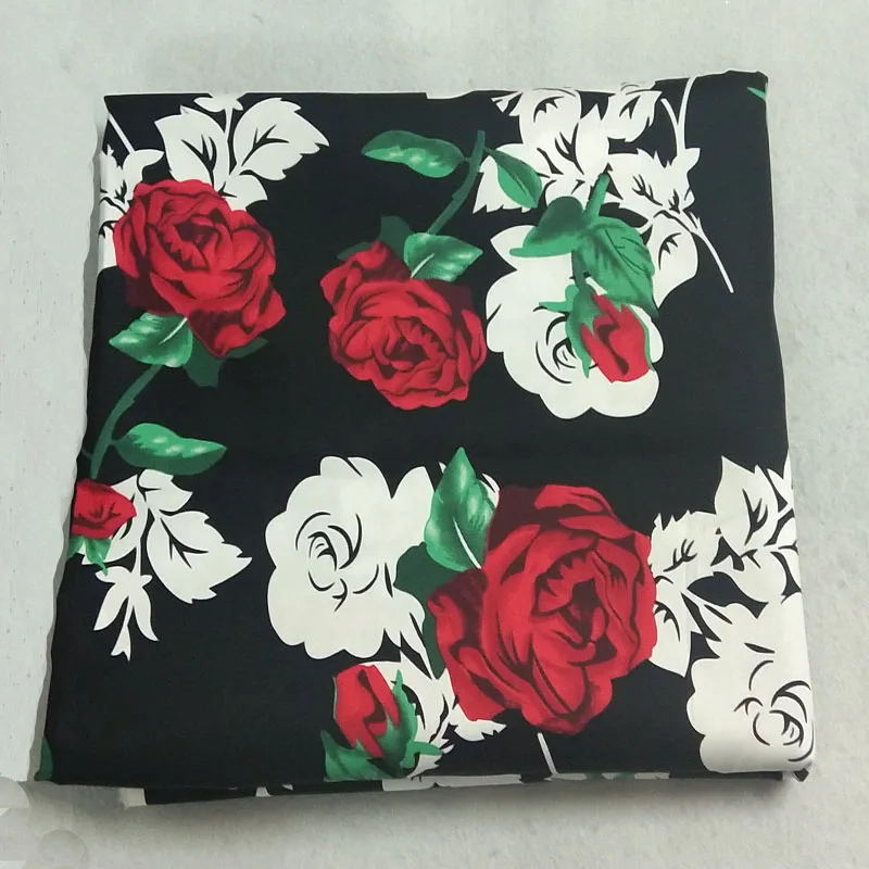 Изящная красно-белая Цветущая Роза с принтом хлопок спандекс ткань 50x140 см