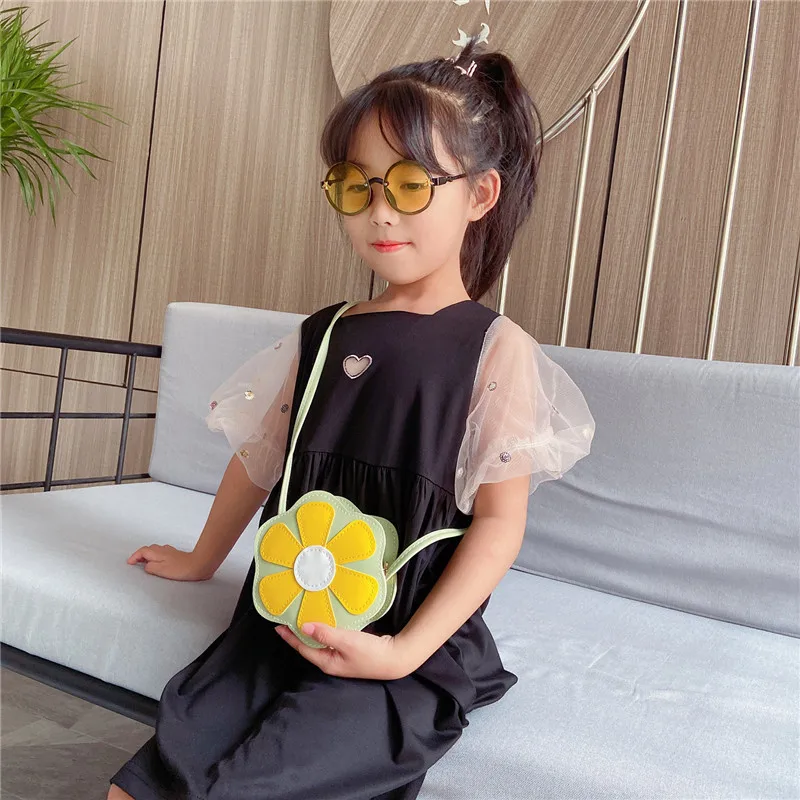 Cute Children's Mini Crossbody Bags PU Leather Girls Kids Small Shoulder Bag Sun Flower Princess Boys Wallet Coin Purse Handbags