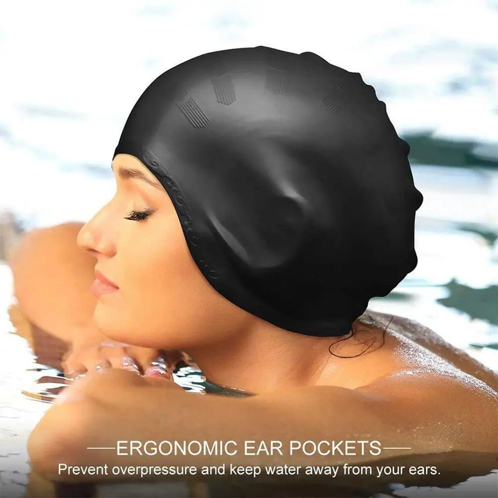 Adults Swimming Caps Men Women Long Hair Waterproof Swim Pool Cap Ear Protect Large Natacion Badmuts Silicone Diving Hat