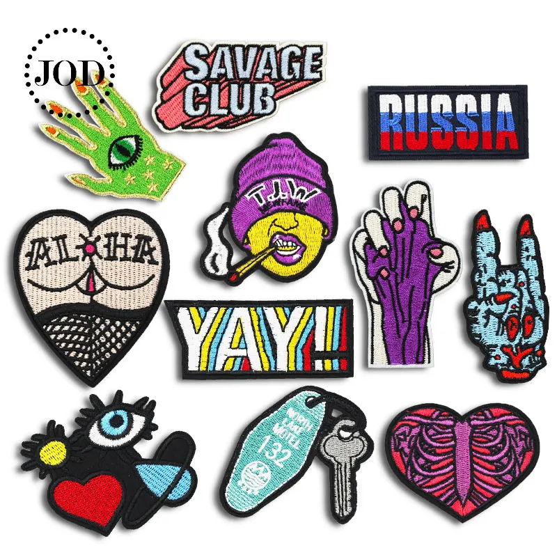 Череп сердце YAY имя надпись приклад глаза пальма рок вышивка ткань патч железо на