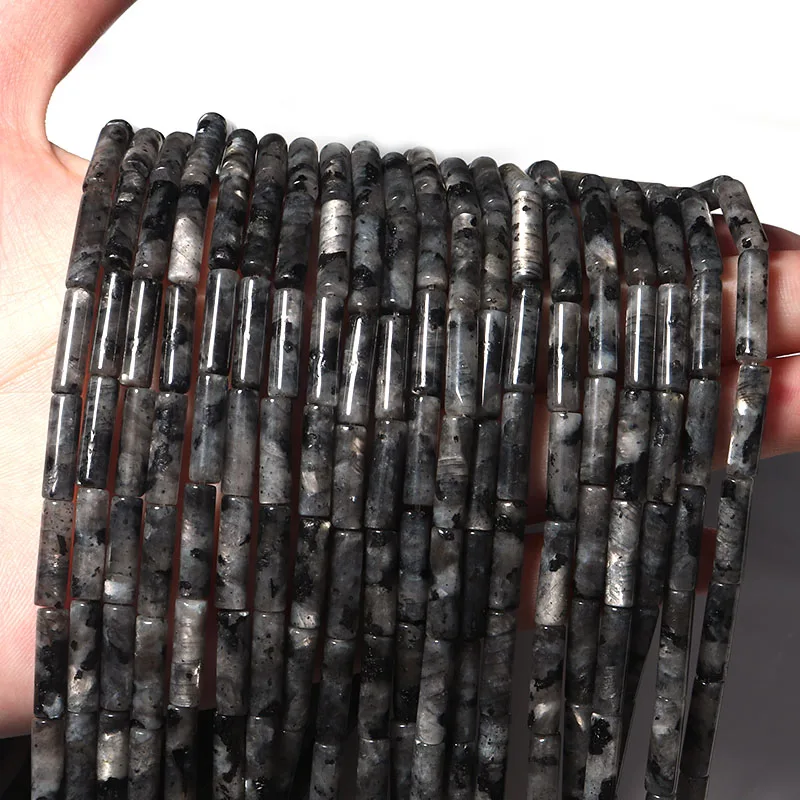 

Beadtales 29pcs/lot Natural Stone Beads Black Flash Round Tube Beads For Jewelry Needlework Necklace Bracelet DIY Wholesale