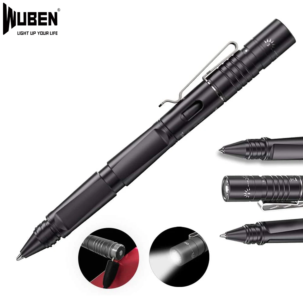 

WUBEN TP10 LED Pen Light Flashlight Tactical USB Rechargeable Flashlight Glass Breaker Writing Ballpoint Pen for Self Defens