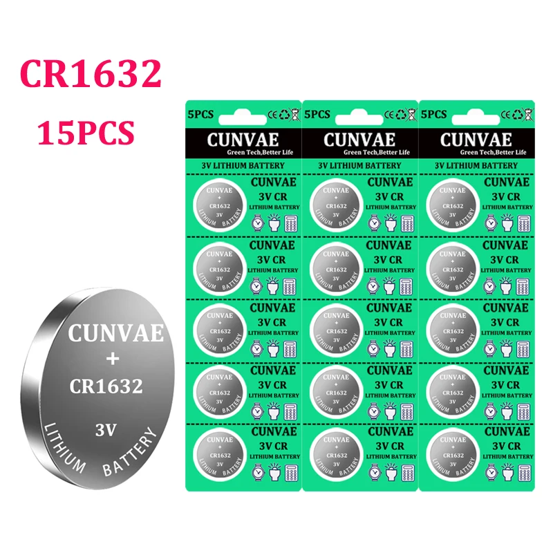 

15pcs CR1632 1632 Button Coin Cell Batteries For Watch Car Remote Key BR1632 DL1632 cr 1632 ECR1632 GPCR1632 3v Lithium Battery