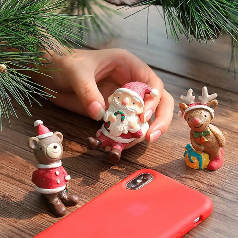 Minifiguras en miniatura de resina para decoraci&oacute;n del hogar, regalos de Navidad, estatua de Pap&aacute; Noel hecha a mano, adorno artesanal para jard&iacute;n-4