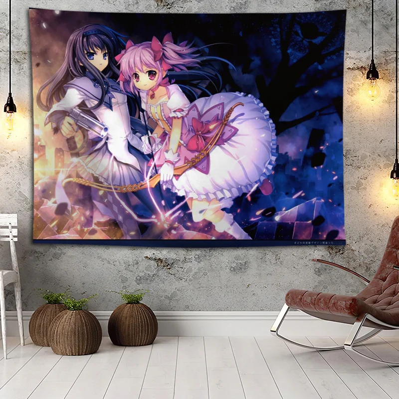 Горячая распродажа пользовательский аниме Kaname Madoka печатный гобелен фон