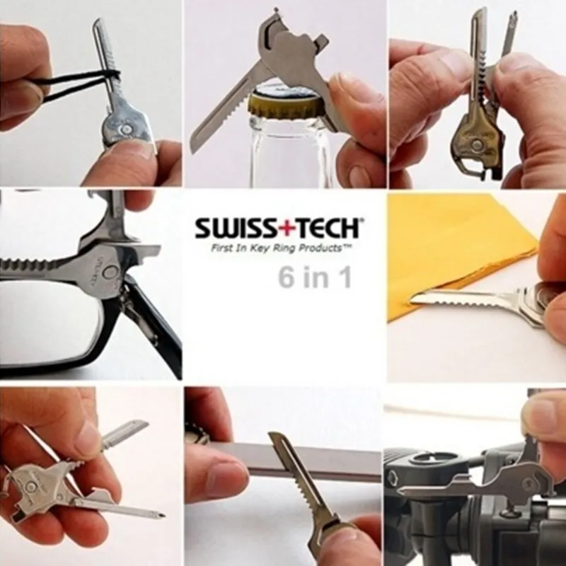 

6-in-1 Key Chain Screwdriver Opener Knife Stainless Steel Mini Multi-Function EDC
