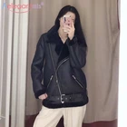 Женская куртка из искусственной овечьей кожи Aelegantmis, свободная теплая Толстая куртка из искусственной кожи с меховым воротником, зимний сезон