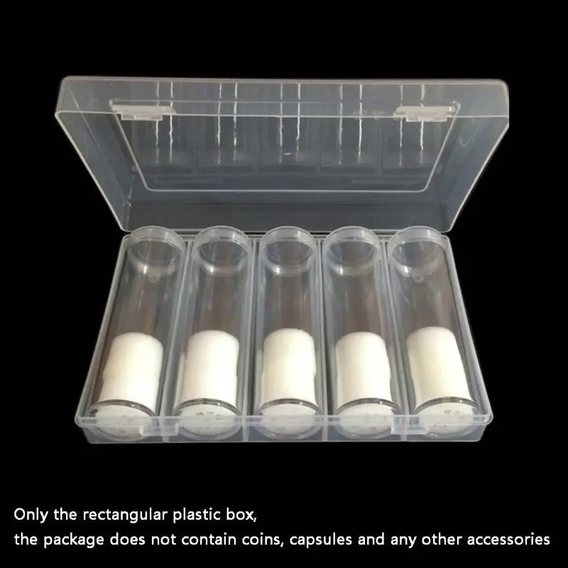 

Rectangular Clear Plastic Storage Box Collection Case Protector for 100pcs 27mm/30mm Coin Capsules Holder or 5pcs 27mm Coin Tube