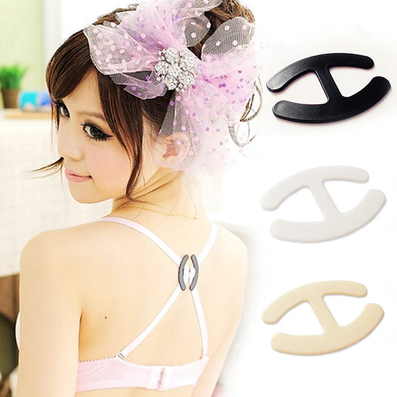 

3pcs Push Up Non-slip Buckle Clip Strap Holders Clasp Adjust Shadow-Shaped Wedding Bra Strap Hide Buckles Underwear Accessories