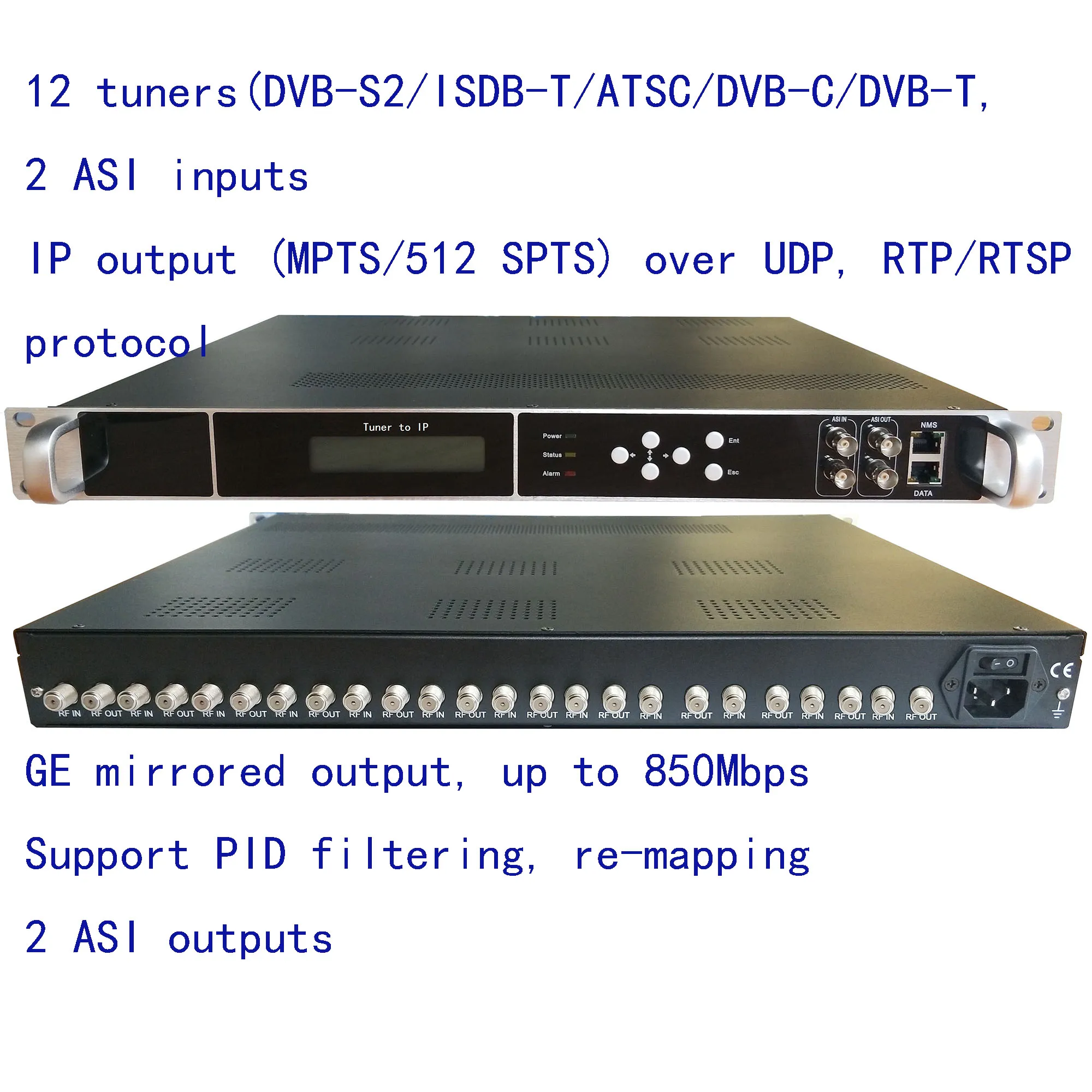 12 DVB S2 to IP/кодировщик ASI Φ IP/ASI выход atsc IP/ISDB T 1080P Multi кодировщик IP/ASI|Теле- и