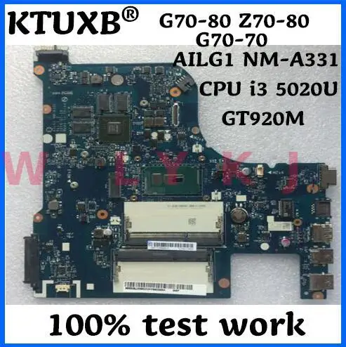 AILG1 NM A331 материнская плата для ноутбука Lenovo G70 80 Z70 70 ноутбук процессор i3 5020U / 5005U