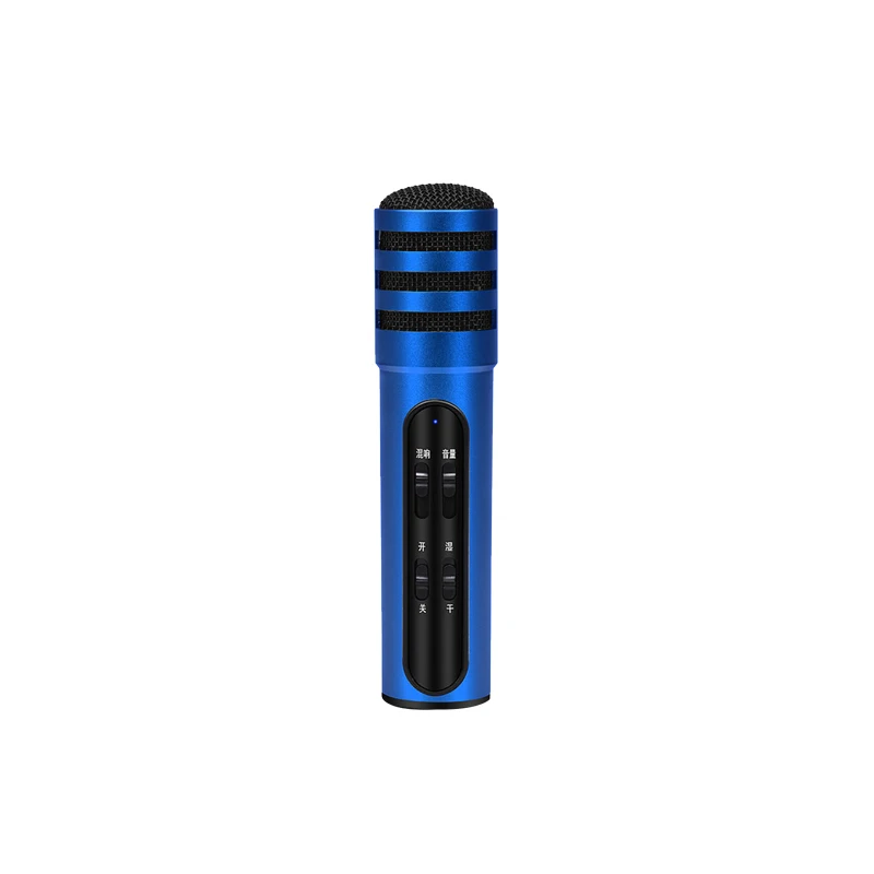 Blue Мобильный телефон Караоке Пение микрофон Встроенная звуковая карта+ реверберации конденсаторный микрофон для iPhone и Android телефон Универсальный - Цвет: Blue