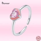Женское регулируемое кольцо Bamoer, розовое романтическое Открытое кольцо из настоящего стерлингового серебра 925 пробы, ювелирные изделия на годовщину, GXR717