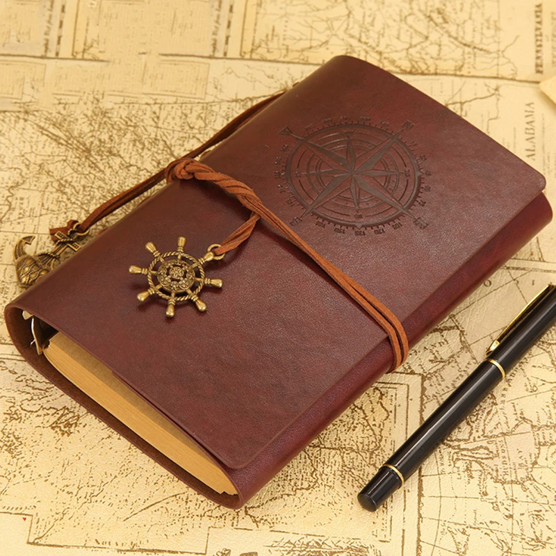Ретро блокнот на спирали дневник винтажные Пираты якоря PU кожаная записная
