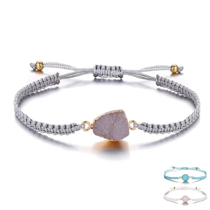 Женский плетеный браслет IF ME регулируемый ручной работы с бусинами из смолы и