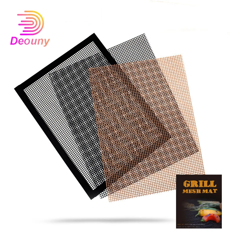 

DEOUNY 2021 Hot Non-stick Barbecue Mesh Mat Reusable Baking BBQ Net Pad Kitchen Gadgets Cooking Mat Liner Grill Accessories New