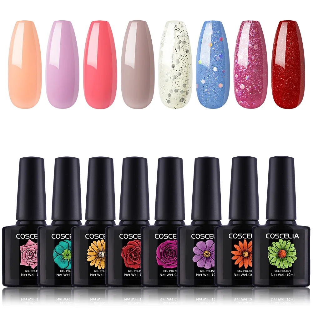 Gel Polish Kit 10 Маникюрный набор COSCELIA, набор для ногтей, Гель-лак для замачивания, УФ светодиодный, для маникюра, Гель-лак для ногтей, 8 мл, Гель-лак для ногтей - Цвет: Gel Polish Kit 10