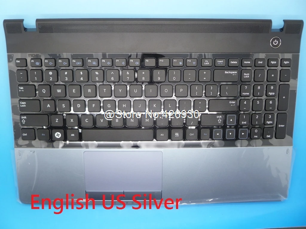 Подставка для ноутбука и клавиатура для samsung NP300E5A 300E5A тачпад Франция FR английский США Великобритания италия IT Испания SP тачпад - Цвет: English US Silver