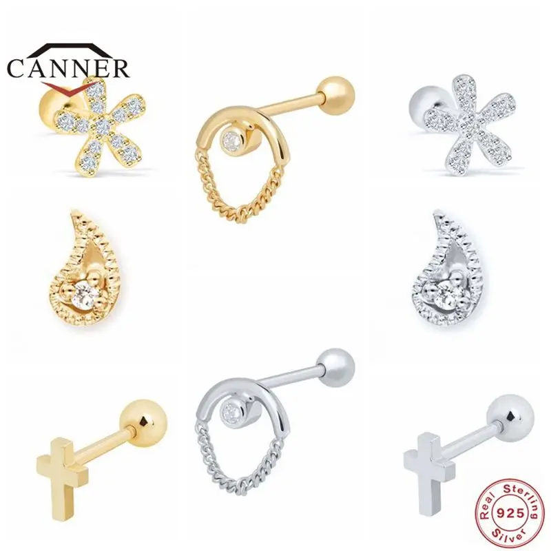 

CANNER 1Pair Flower Butterfly 925 Sterling Silver Stud Earrings for Women Piercing Earring Gold Color Earings Jewelry pendientes