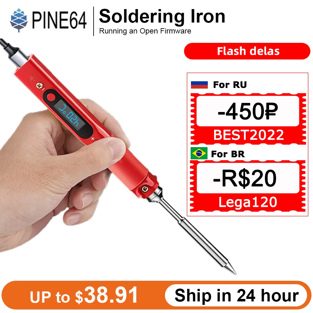 Паяльник Pine64 Pinecil, портативный мини-USB-интерфейс для сварочных инструментов, интеллектуальное техническое обслуживание с постоянной температурой - изображение