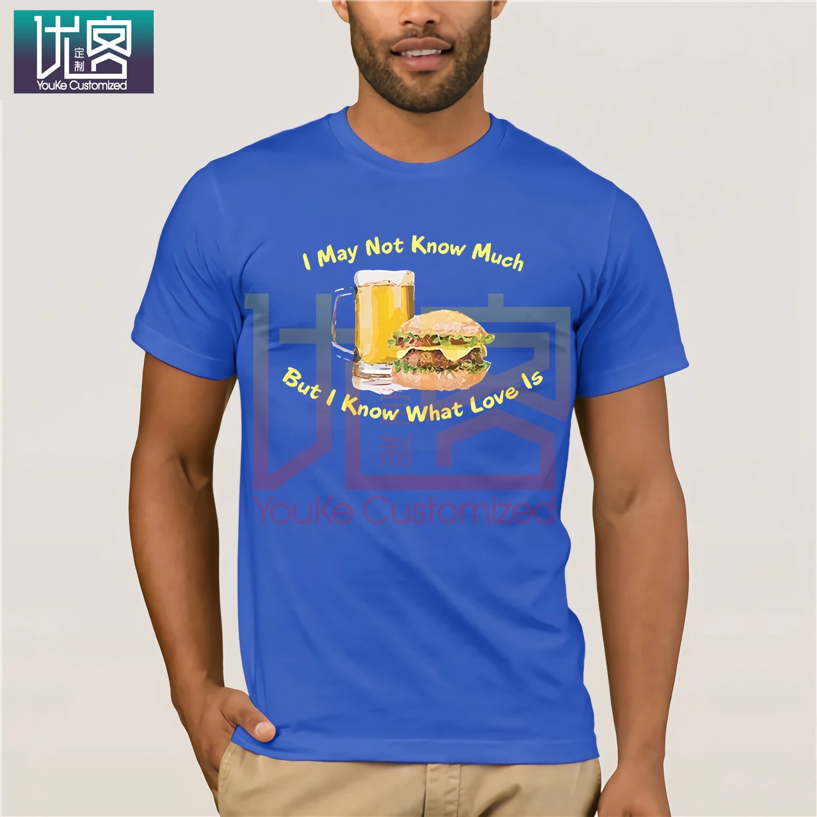GILDAN men shirt Beer and Burgers T-shirt - BEER BOTTLE AND HAMBURGER Men's Short Sleeve T-Shirt Streetwear tees | Футболки и поло