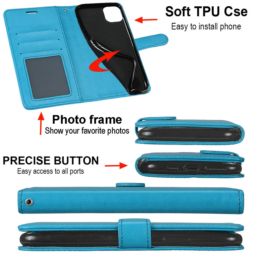 

Leather Wallet Case For Apple iPhone 11 Pro Max Flip Phone Case Magnetic Card Holder Solid Color Cover For iPhone 11 Pro Fundas