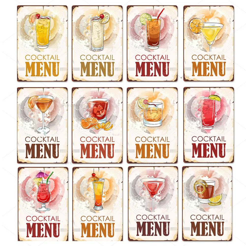 Новый ледяной коктейльный меню металлический знак винтажный жестяной Кухня Бар