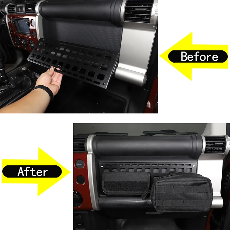 

For 2007-2021 Toyota FJ Cruiser aluminum alloy black car co-pilot bag rack storage board interior accessories
