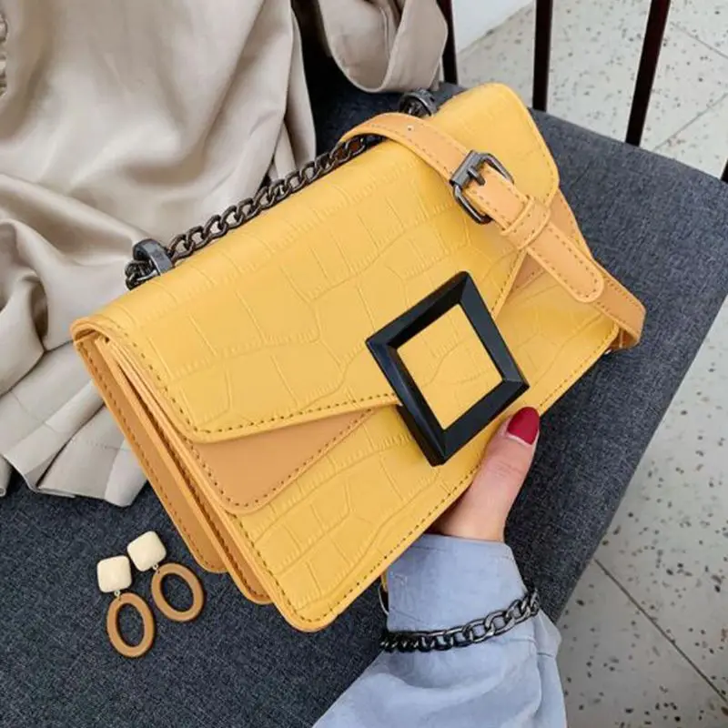 

Stone Pattern PU Leather Crossbody Bags For Women 2020 Small Shoulder Messenger Bag Female Luxury Chain Handbags and Purses