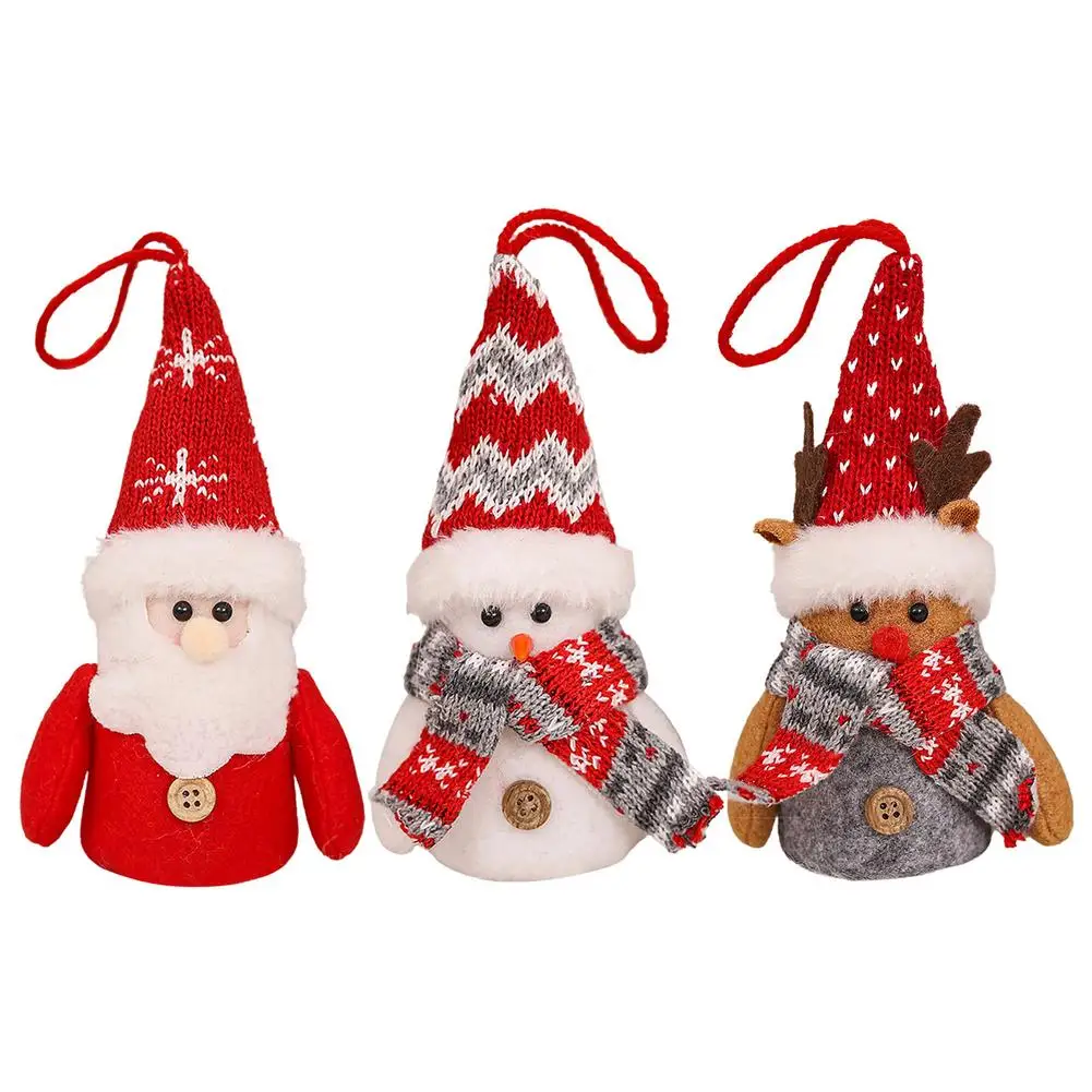 

Lighted Christmas Plush Doll Hanging Ornaments Christmas Tree Decorations Santa Claus Reindeer Snowman Handmade Pendant Decor