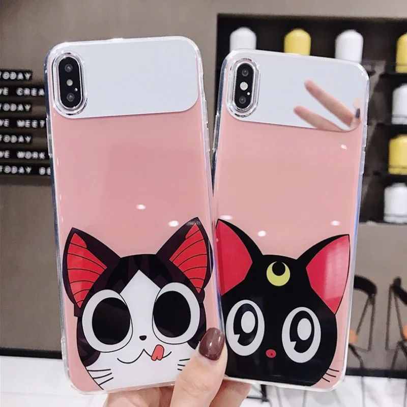 Зеркальные Чехлы для iPhone X Xs MAX XR 11 Pro Роскошный чехол телефона с милым дьявольским