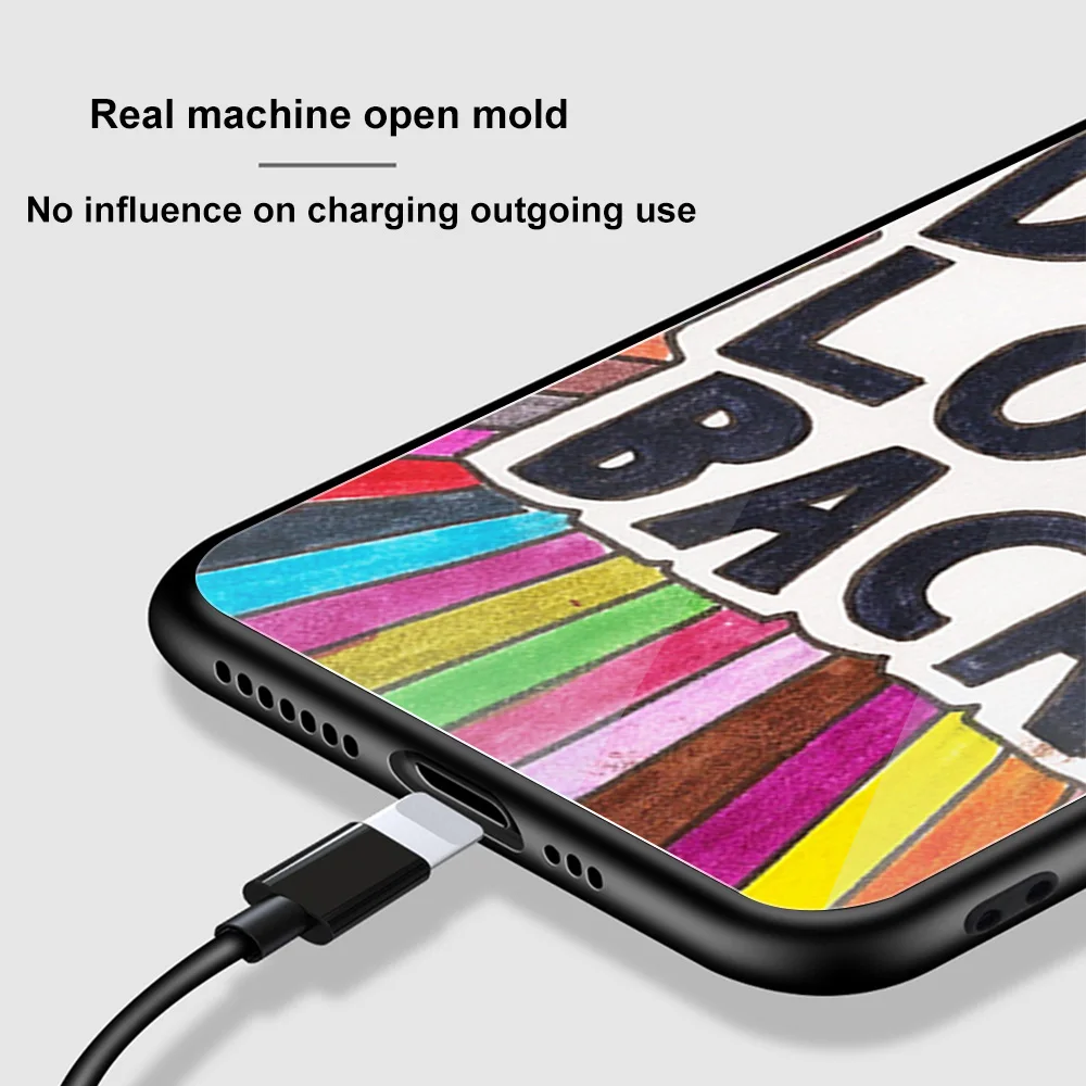 

Stripe Text Case For iPhone 12 Pro Cover For iPhone 11 12 Pro Max mini XS Max X 8 7 SE 2020 6s Plus XR Glass Phone Cases Capa