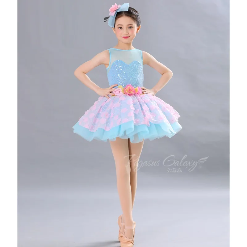 Детское платье-пачка костюмы принцессы с блестками для девочек Балетные платья