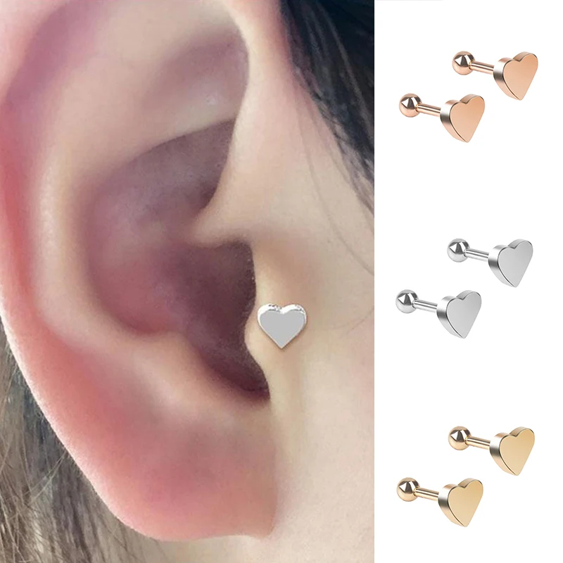 

2PCS Female Eardrop Stud Earrings Party Gift Stud Earrings Peach Hearts Ear Stud Heart Lady Earrings Simple Ear Ring Gold Silver
