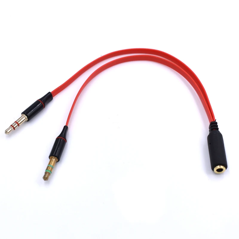 3 5 мм Женский к 2 Мужской Позолоченные наушники микрофон аудио Y сплиттер плоский