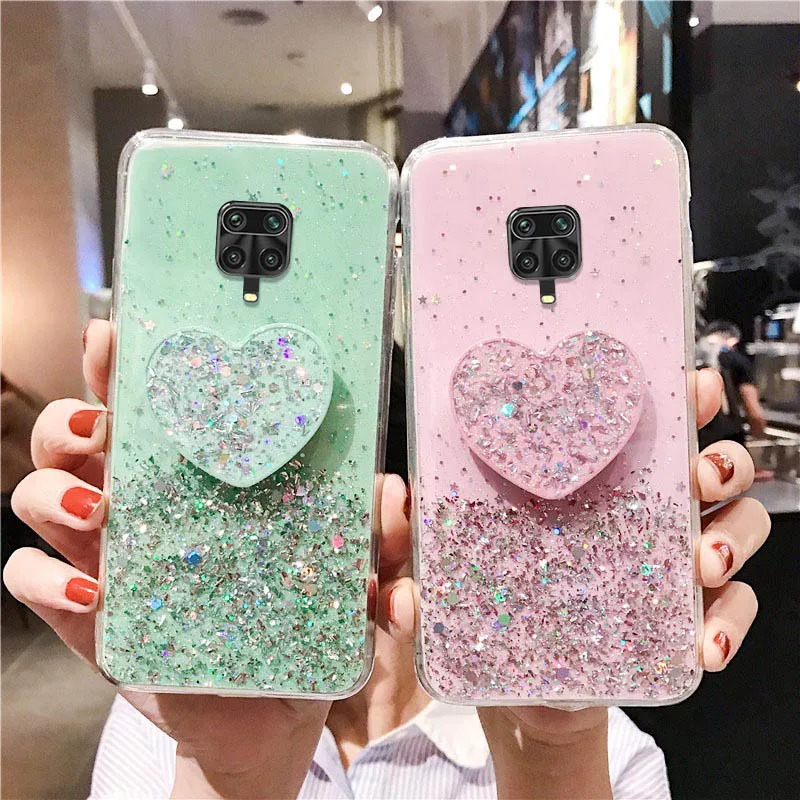 

For Xiaomi Redmi Note 9 Pro 10 10S 8 9S 8T 9A 9C Epoxy Case Xiaomi Mi 10T 10 Lite 9T 11i Poco F3 M3 X3 NFC F2 Pro Glitter Covers