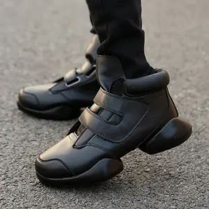 Мужские кроссовки хип-хоп уличные танцевальные высокие мужские кожаные повседневные туфли с толстой подошвой белые черные туфли на плоской подошве