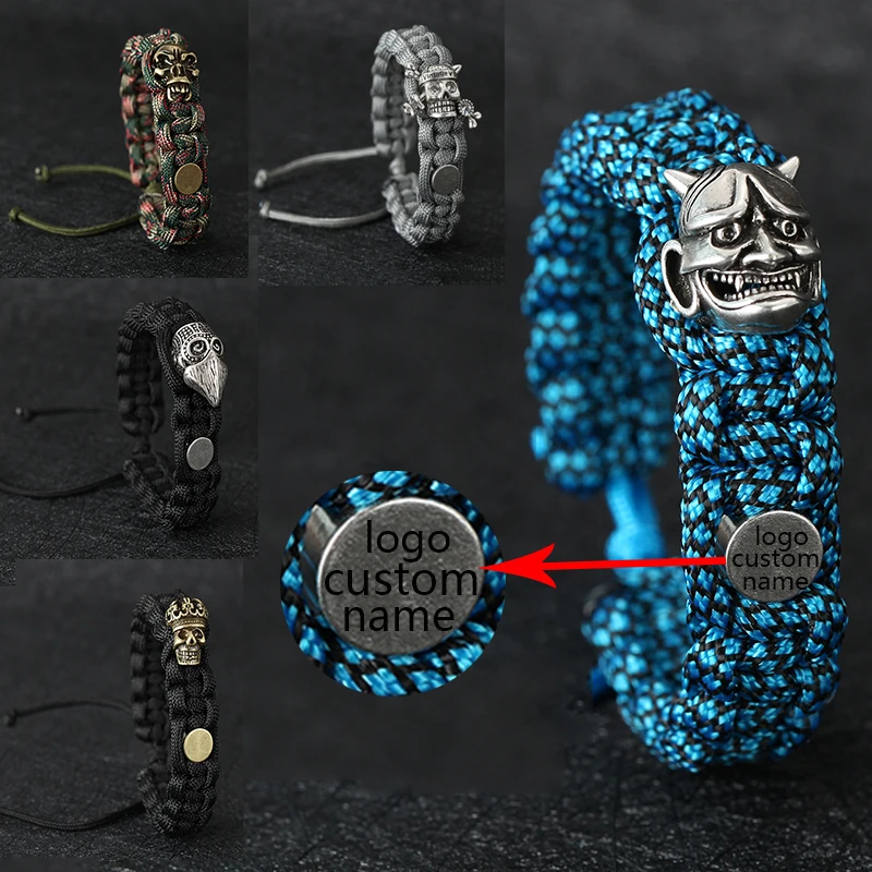 Мужской браслет из Паракорда мужской с именем персонализированный плетеные