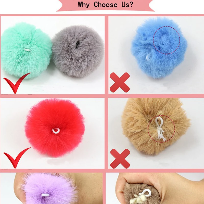 DIY пушистые накладные Pom мяч 8 см Искусственный помпон из меха с Пресс кнопка для шляпа Ключ Цепочки, аксессуары украшены мяч