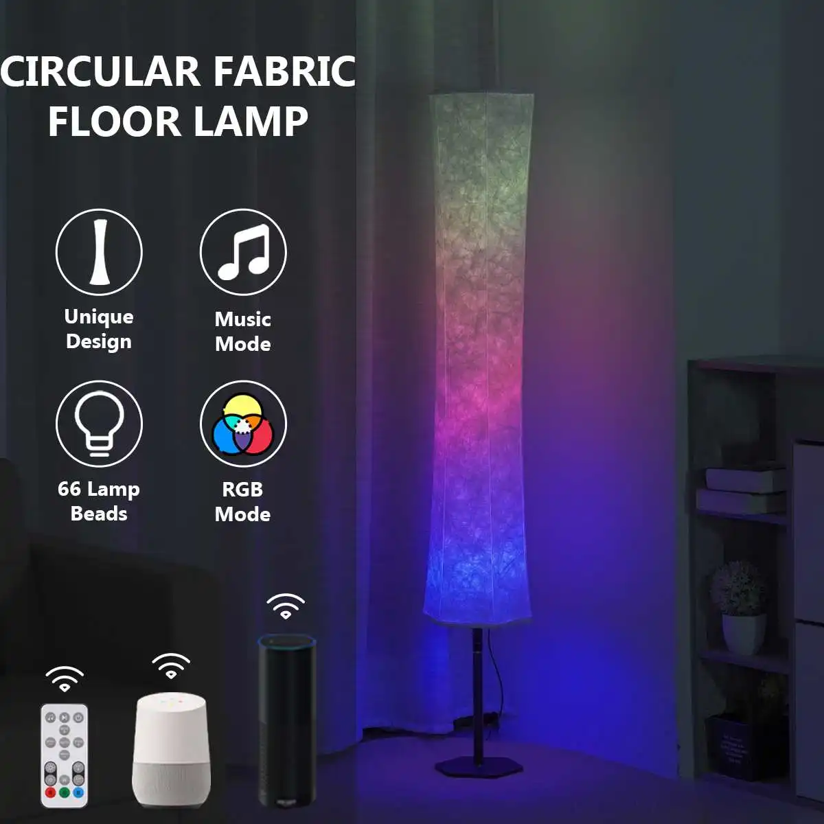 

Светодиодный ная угловая напольная лампа, складной RGB угловой светильник, интеллектуальная ткань, круглая музыка, способы многофункциональ...