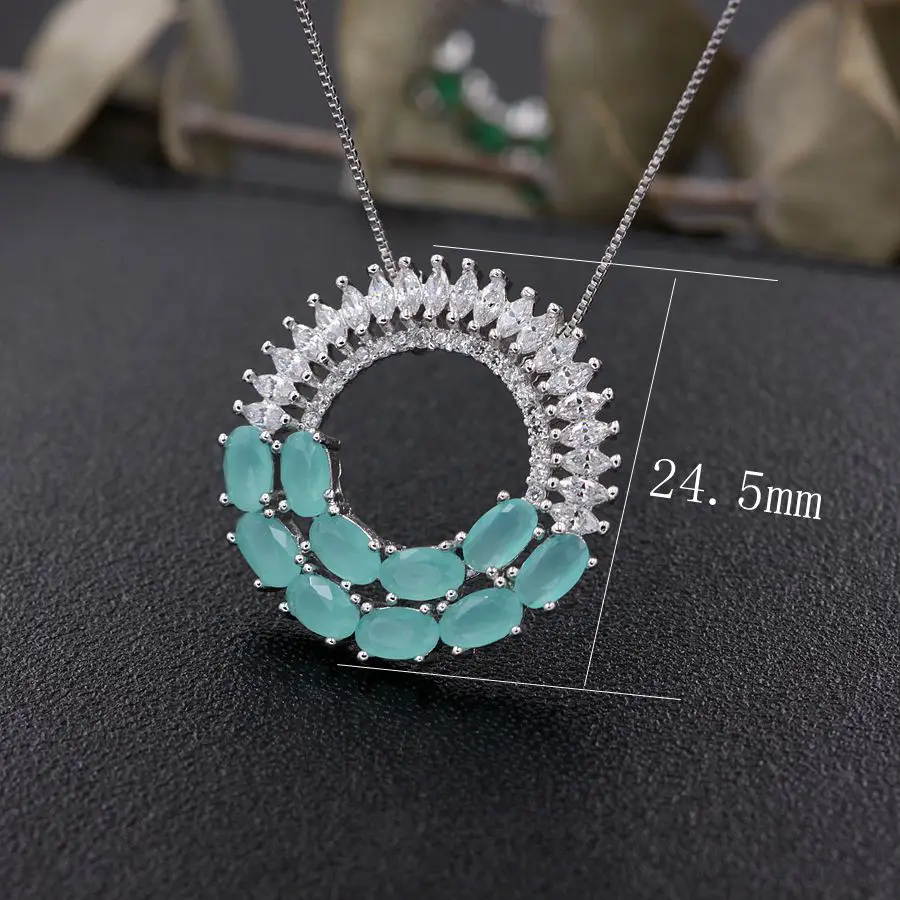 

Round Flowers Pendant Necklaces High Quality Cubic zircon Fashion Jewelry for women Creative Gifts White Gold Color Necklaces