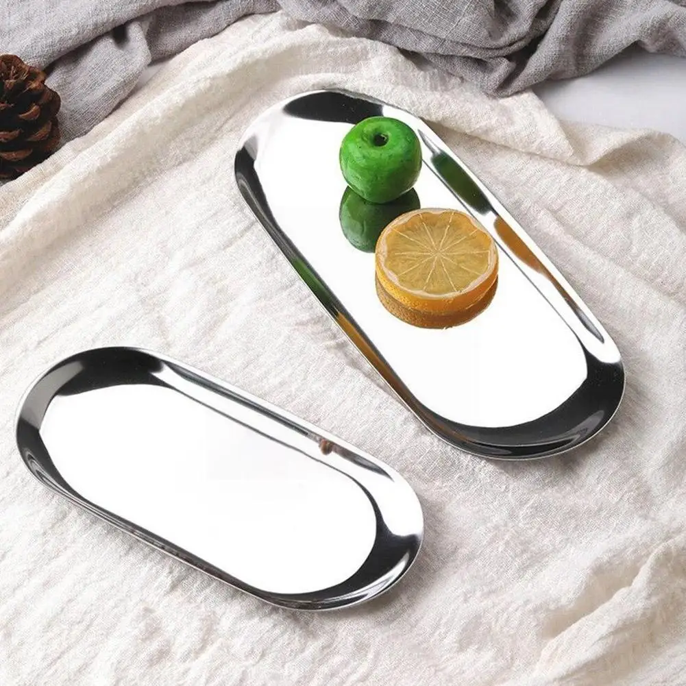 

New Anti-rust Steel Dessert Table Plate Nut Cake Fruit Towel Steak Plate Wholesale Fashion Kitchen Western Plate Food Tray B6T1